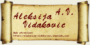 Aleksija Vidaković vizit kartica